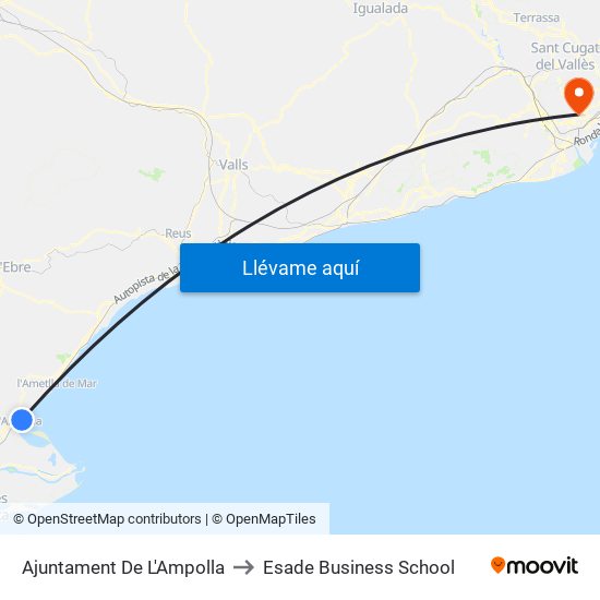 Ajuntament De L'Ampolla to Esade Business School map
