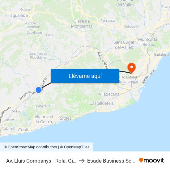 Av. Lluís Companys - Rbla. Girada to Esade Business School map