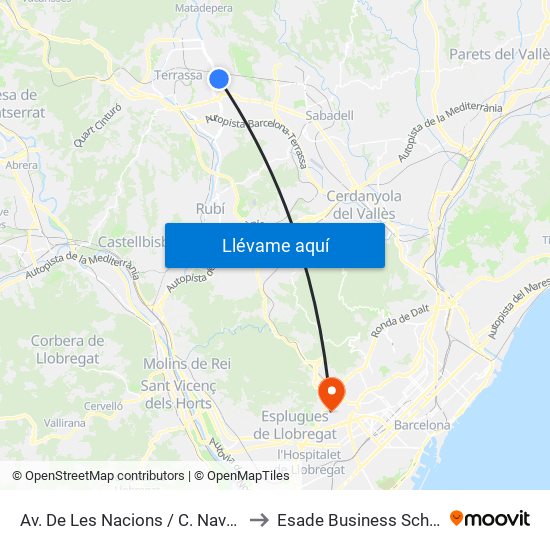 Av. De Les Nacions / C. Navarra to Esade Business School map