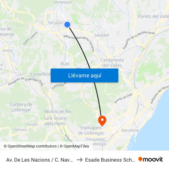 Av. De Les Nacions / C. Navarra to Esade Business School map