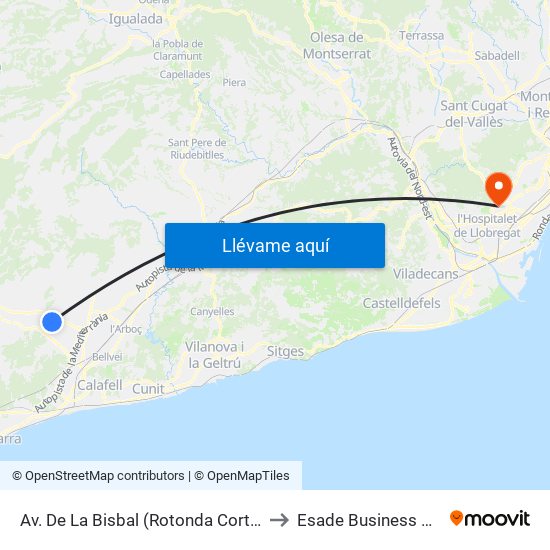 Av. De La Bisbal (Rotonda Corte Inglés) to Esade Business School map