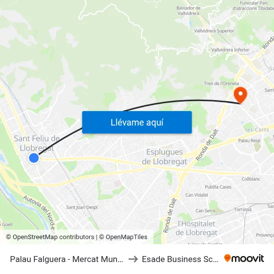 Palau Falguera - Mercat Municipal to Esade Business School map