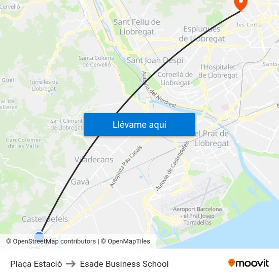 Plaça Estació to Esade Business School map