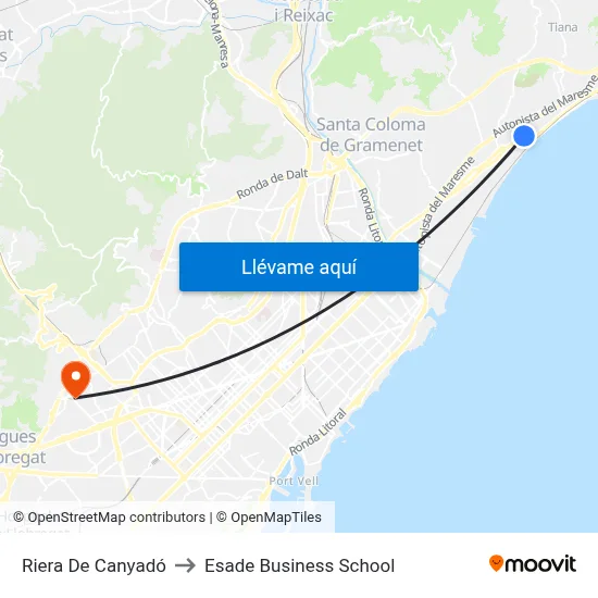 Riera De Canyadó to Esade Business School map