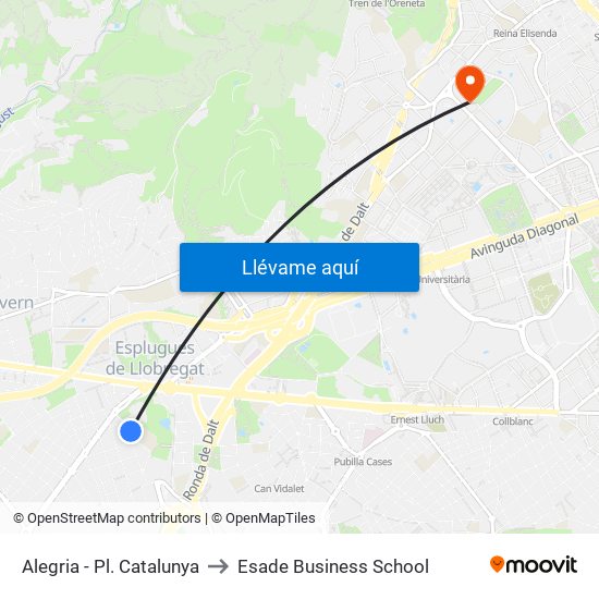 Alegria - Pl. Catalunya to Esade Business School map