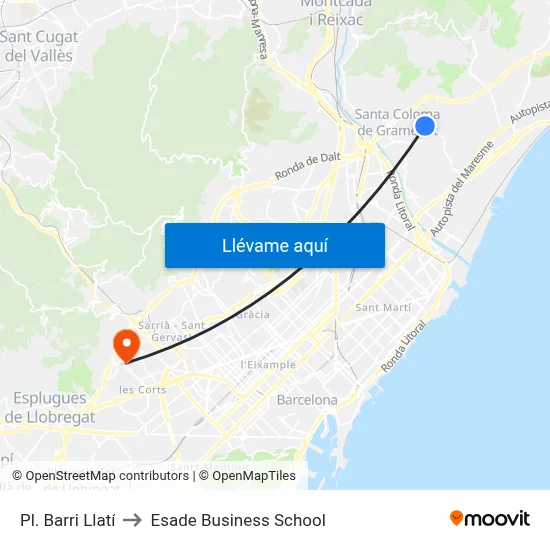 Pl. Barri Llatí to Esade Business School map