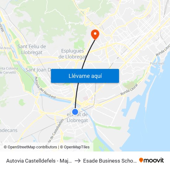 Autovia Castelldefels - Major to Esade Business School map