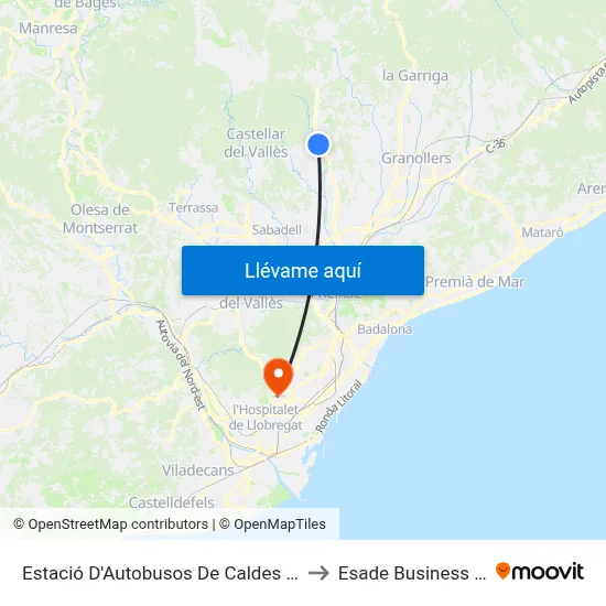Estació D'Autobusos De Caldes De Montbui to Esade Business School map