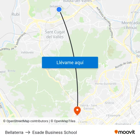 Bellaterra to Esade Business School map