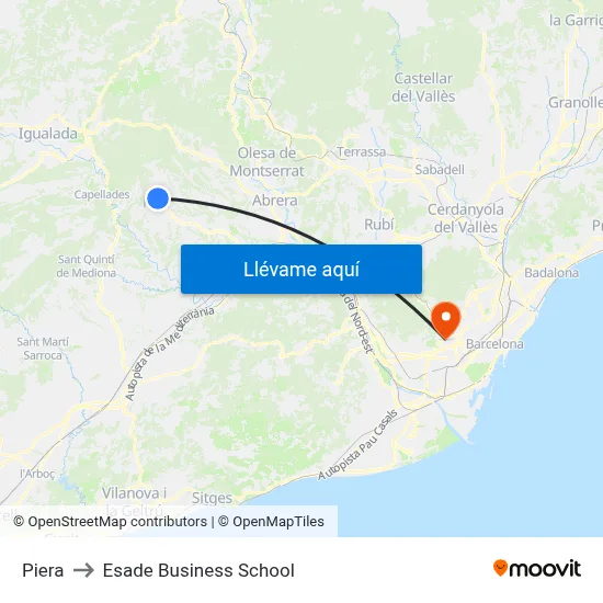 Piera to Esade Business School map