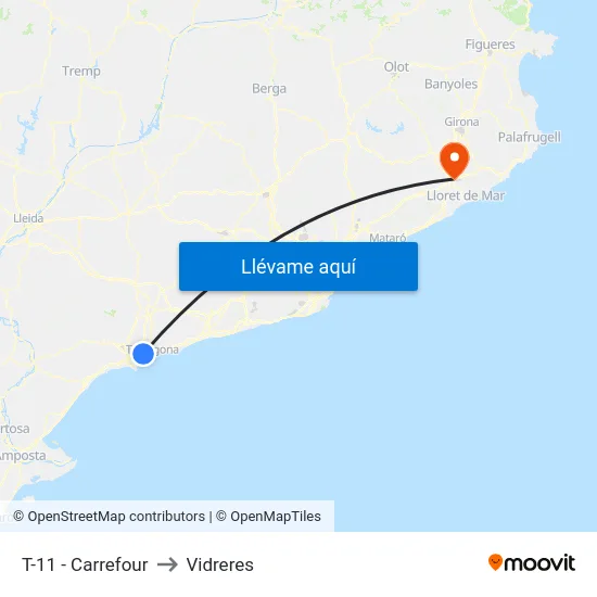T-11 - Carrefour to Vidreres map