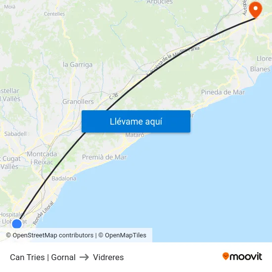 Can Tries | Gornal to Vidreres map