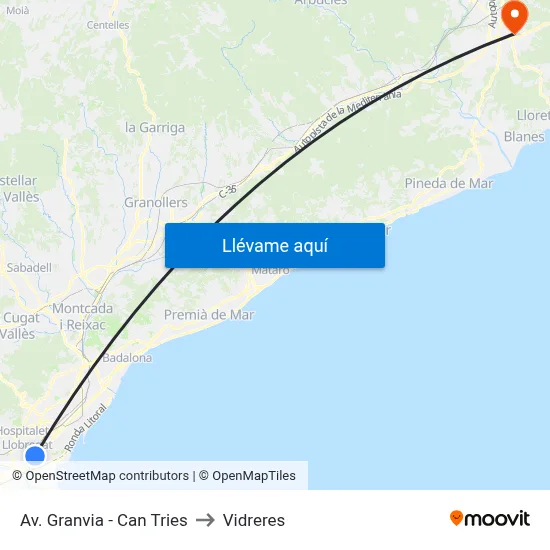 Av. Granvia - Can Tries to Vidreres map