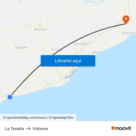 La Tenalla to Vidreres map