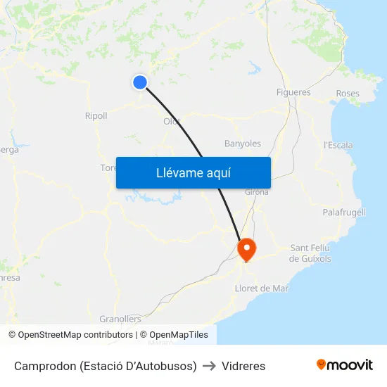 Camprodon  (Estació D’Autobusos) to Vidreres map