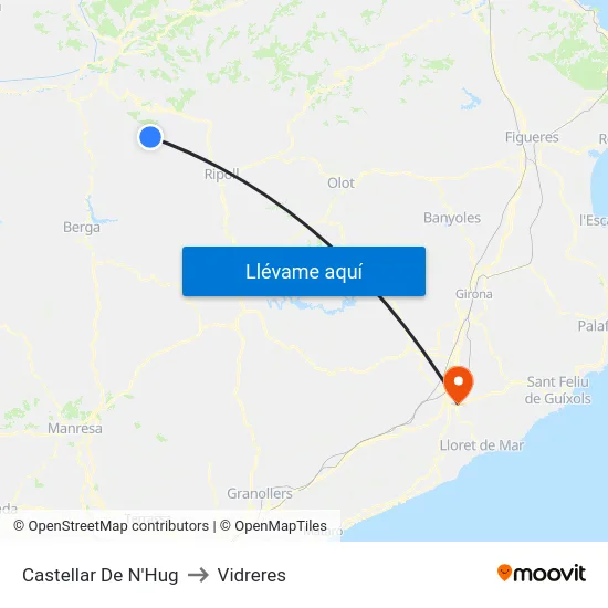 Castellar De N'Hug to Vidreres map