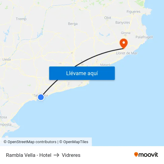Rambla Vella - Hotel to Vidreres map