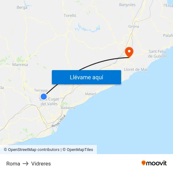 Roma to Vidreres map