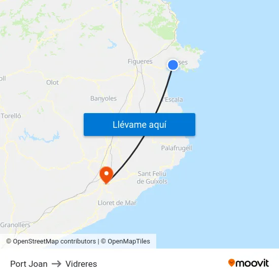 Port Joan to Vidreres map