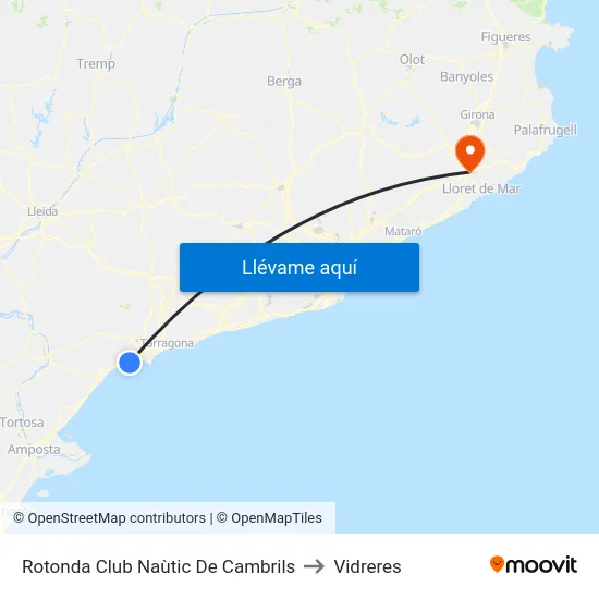 Rotonda Club Naùtic De Cambrils to Vidreres map