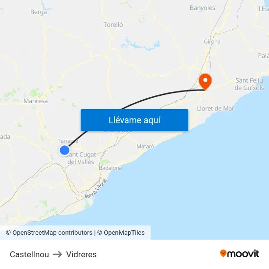 Castellnou to Vidreres map