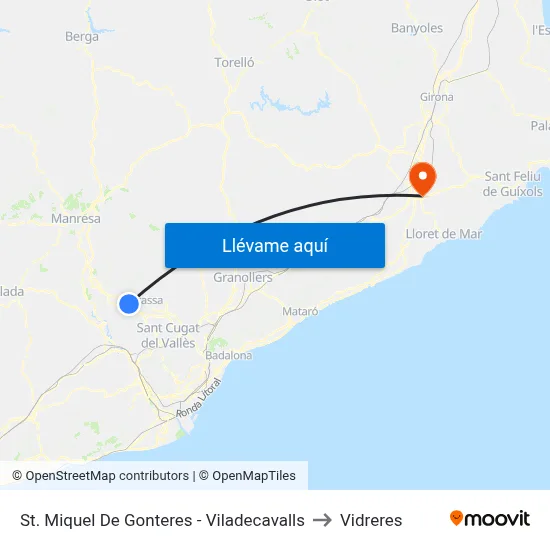 St. Miquel De Gonteres - Viladecavalls to Vidreres map