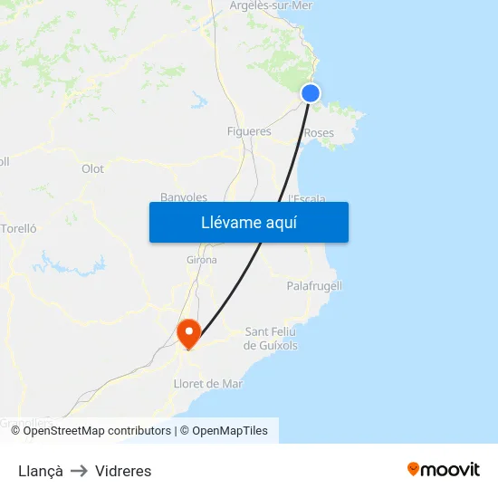 Llançà to Vidreres map