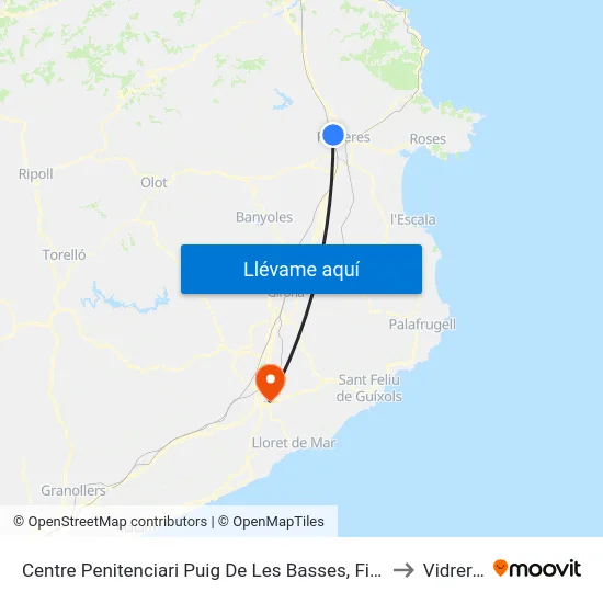 Centre Penitenciari Puig De Les Basses, Figueres to Vidreres map