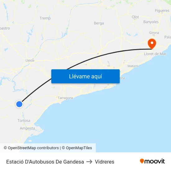 Estació D'Autobusos De Gandesa to Vidreres map