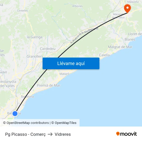 Pg Picasso - Comerç to Vidreres map