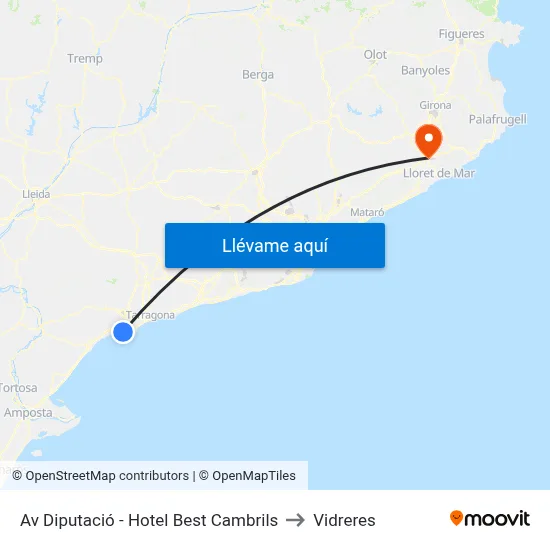 Av Diputació - Hotel Best Cambrils to Vidreres map
