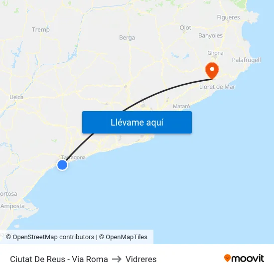 Ciutat De Reus - Via Roma to Vidreres map