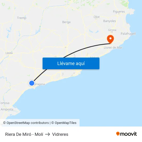 Riera De Miró - Molí to Vidreres map