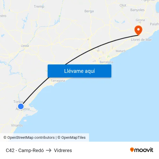 C42 - Camp-Redó to Vidreres map