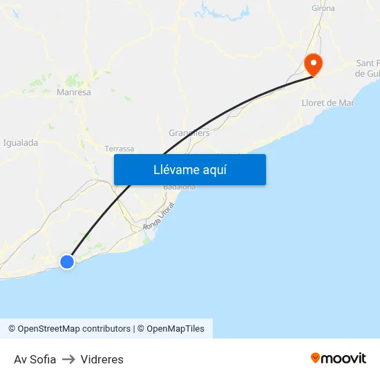 Av Sofia to Vidreres map