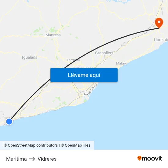Marítima to Vidreres map