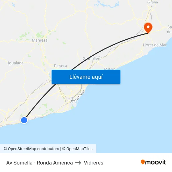 Av Somella - Ronda Amèrica to Vidreres map