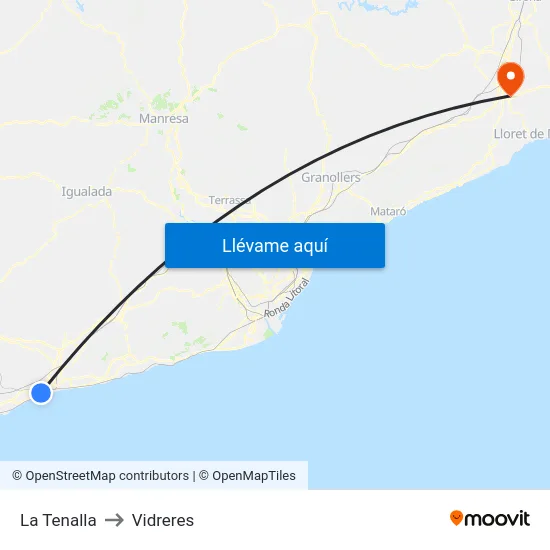 La Tenalla to Vidreres map