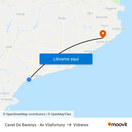Cavet De Barenys - Av Vilafortuny to Vidreres map