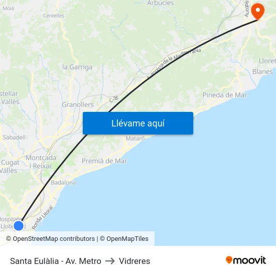 Santa Eulàlia - Av. Metro to Vidreres map