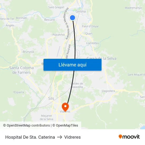 Hospital De Sta. Caterina to Vidreres map