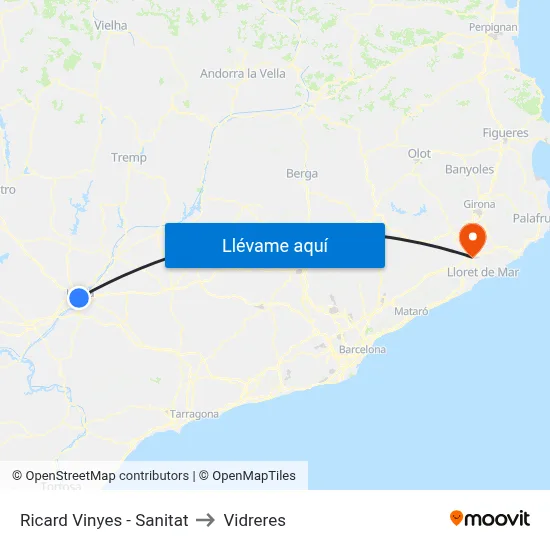 Ricard Vinyes - Sanitat to Vidreres map
