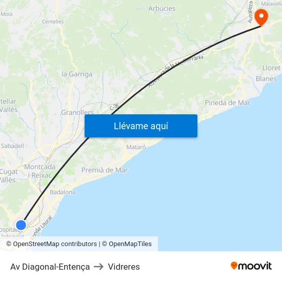 Av Diagonal-Entença to Vidreres map