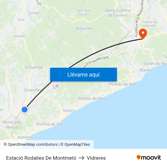 Estació Rodalies De Montmeló to Vidreres map