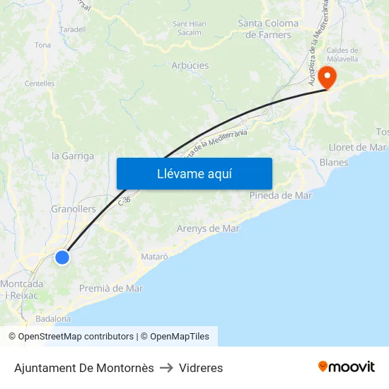 Ajuntament De Montornès to Vidreres map