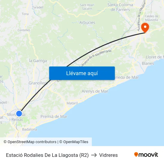 Estació Rodalies De La Llagosta (R2) to Vidreres map