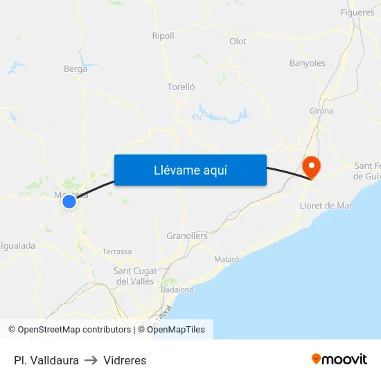 Borrar Parada to Vidreres map