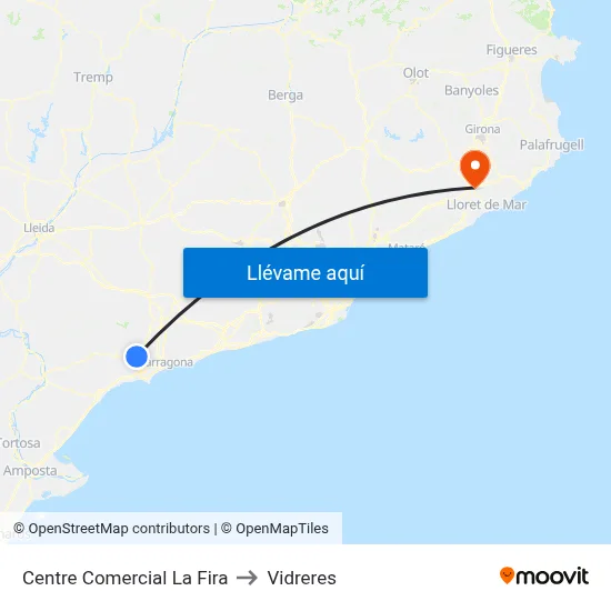 Centre Comercial La Fira to Vidreres map