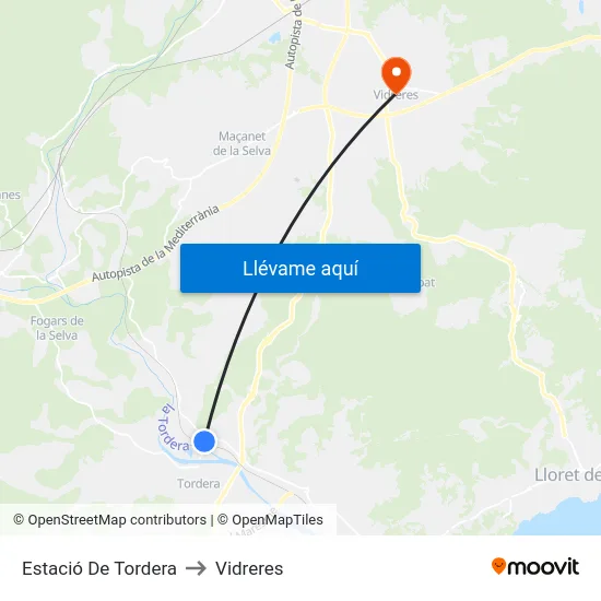 Estació De Tordera to Vidreres map