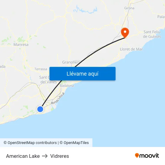 American Lake to Vidreres map